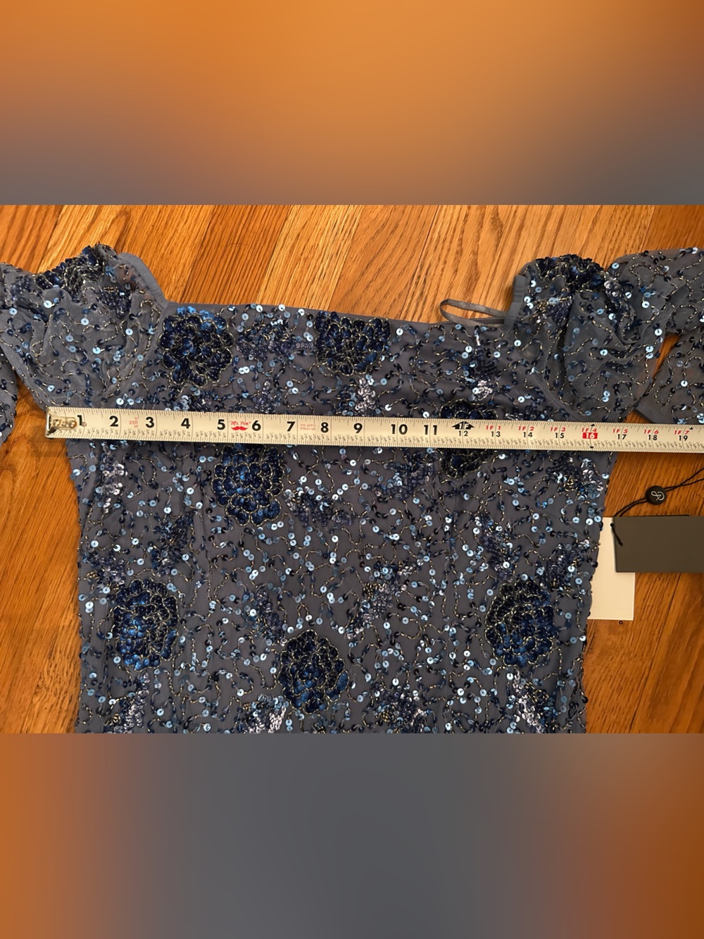 Adrianna Papell Blue Sequin Floral Evening Dress size 12 - Picture 7 of 10